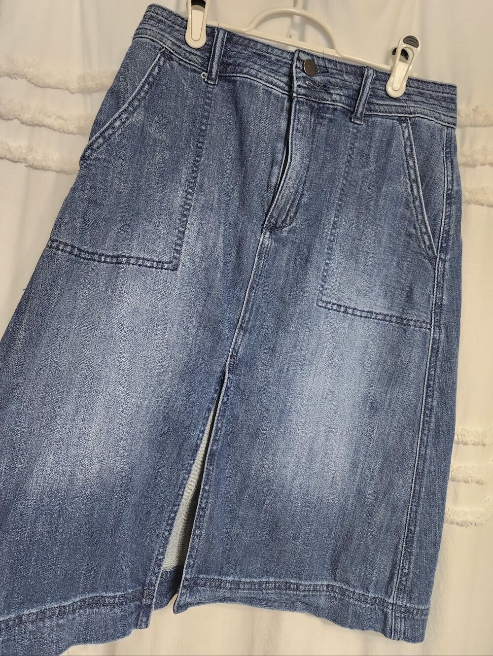 Pilcro Blue Denim Skirt with Front Slit.